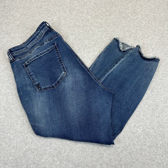 Kut From the Kloth Carlo Ankle Crop Skinny Jeans WMNS 20W Blue High Rise Frayed - Picture 3 of 13